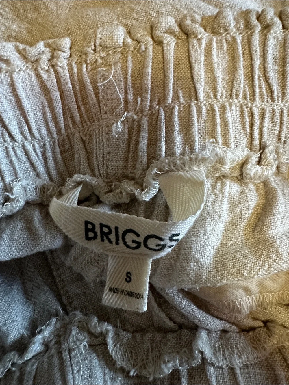 Briggs New York Natural Beige Linen-Blend Drawstring Pants